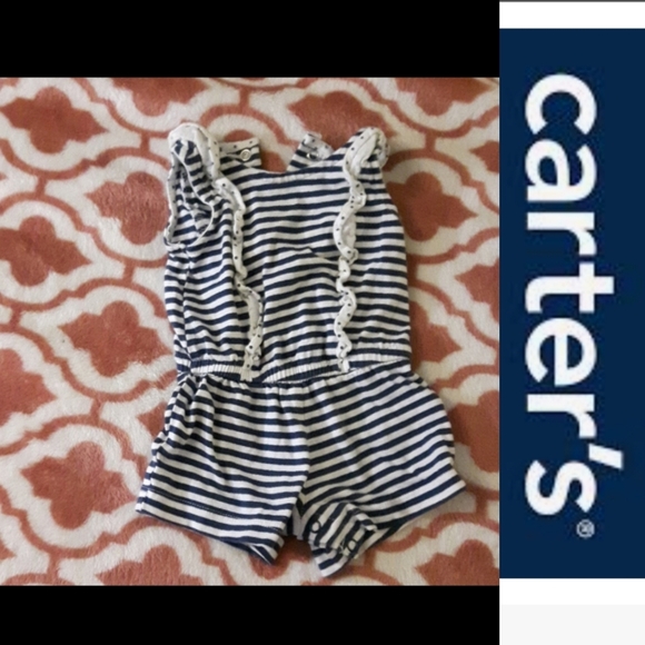 6/$15 size 3M cute blue white striped onesie - Picture 9 of 9
